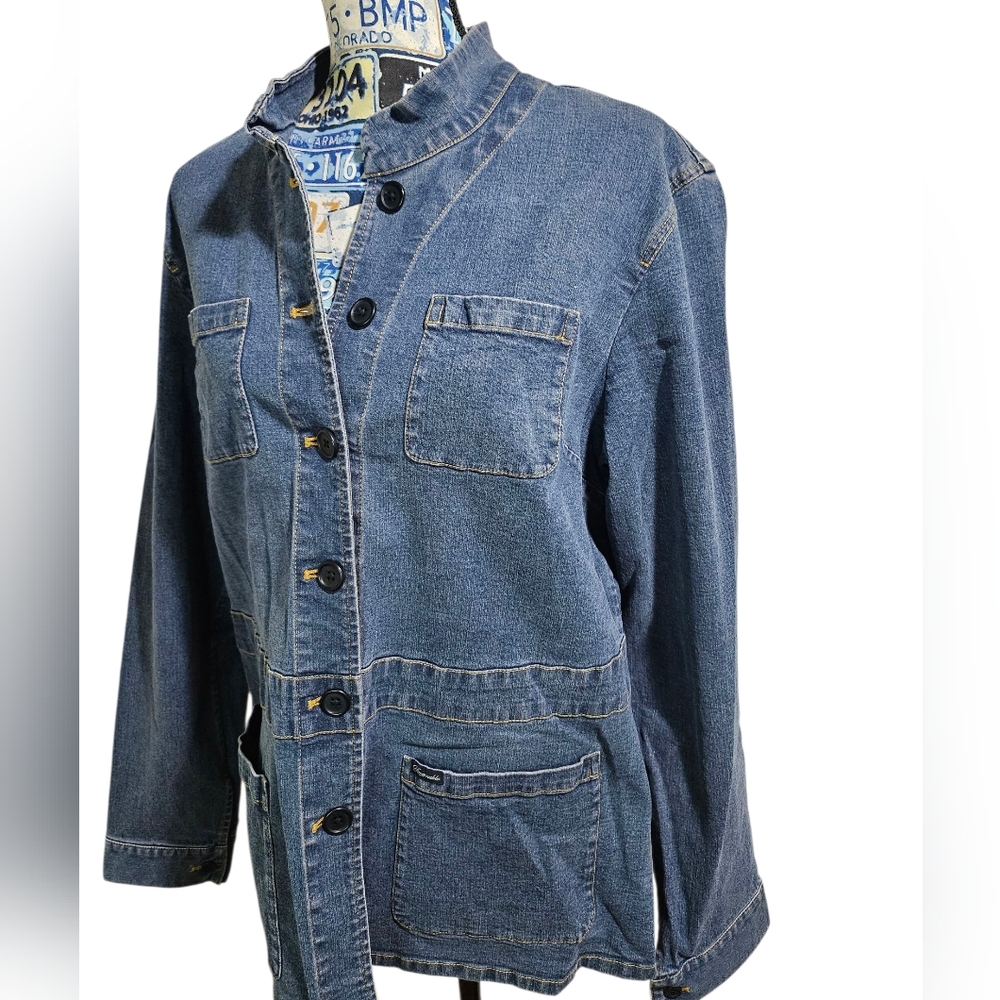 Facconable Denim Utility Work Jacket Large - image 2